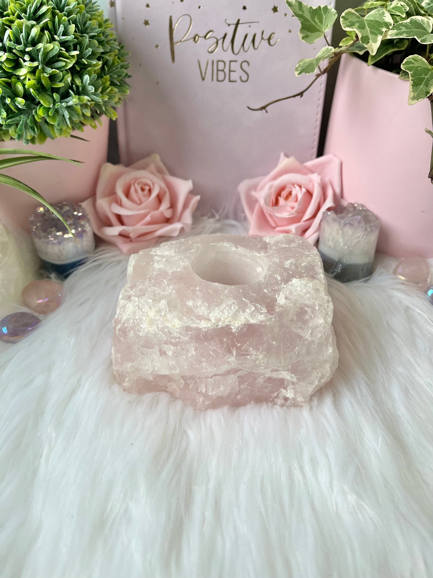 Rose Quartz T Light Holder A