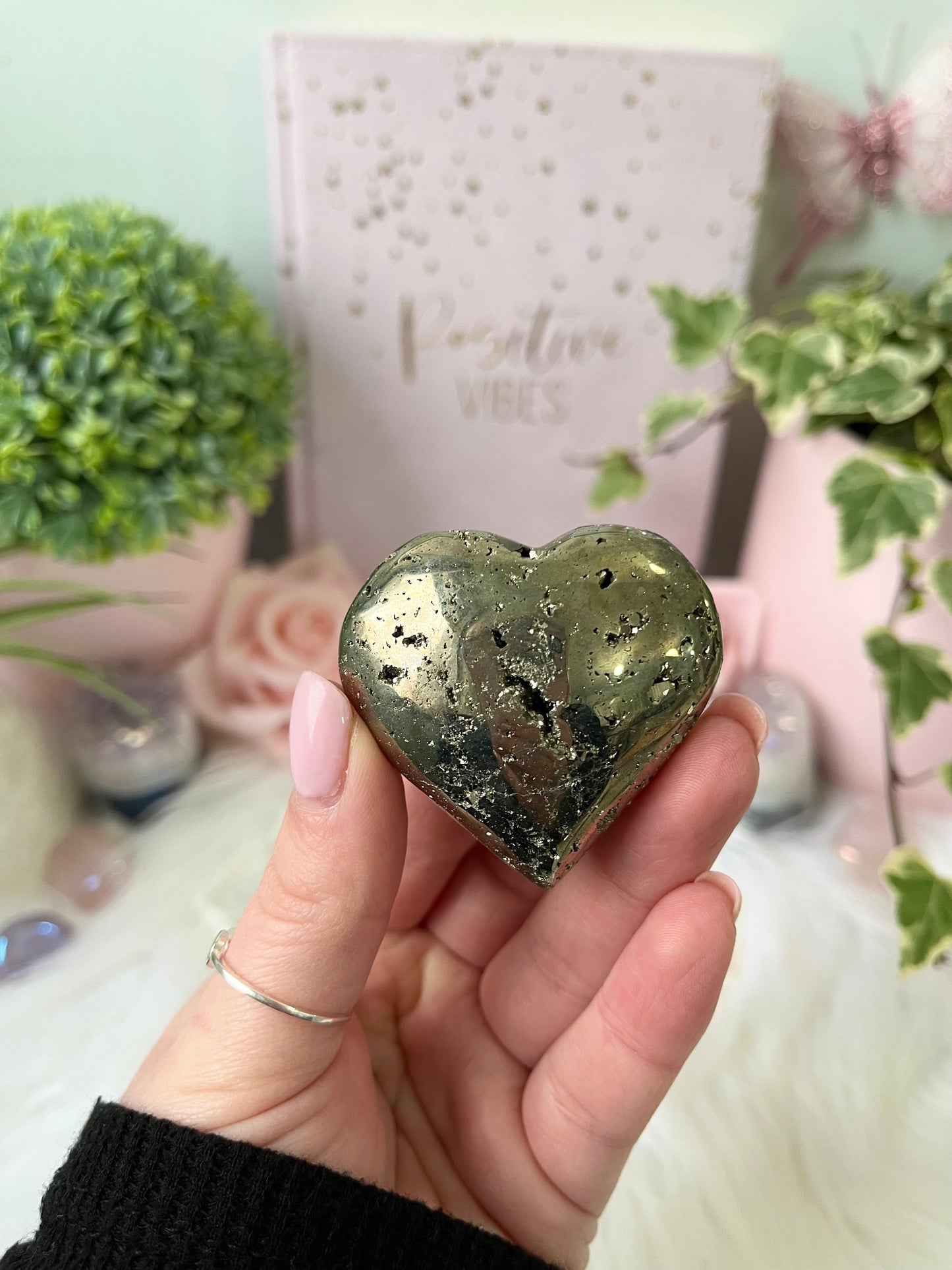 Pyrite Druzy Heart