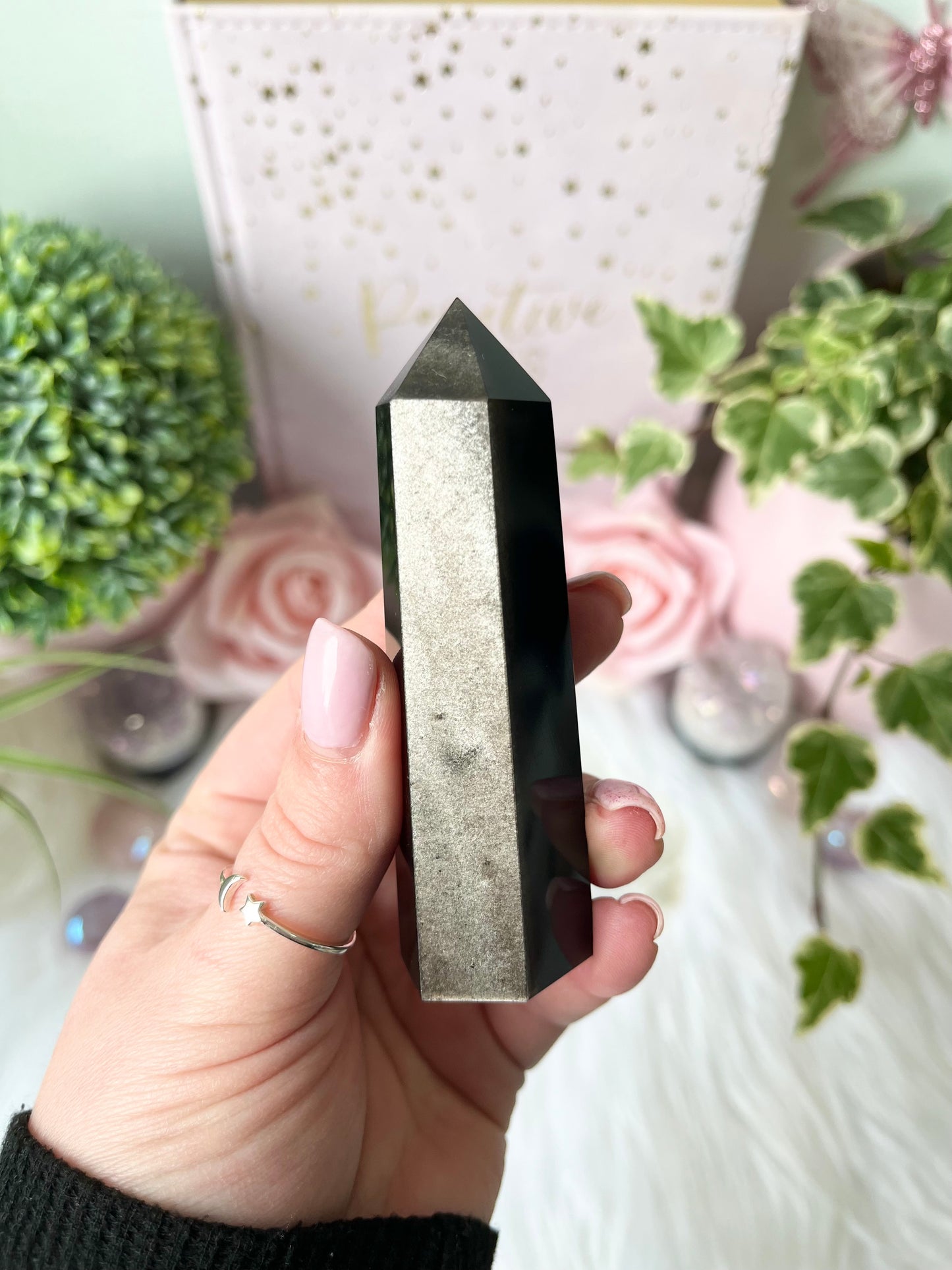 Silver Sheen Obsidian Tower