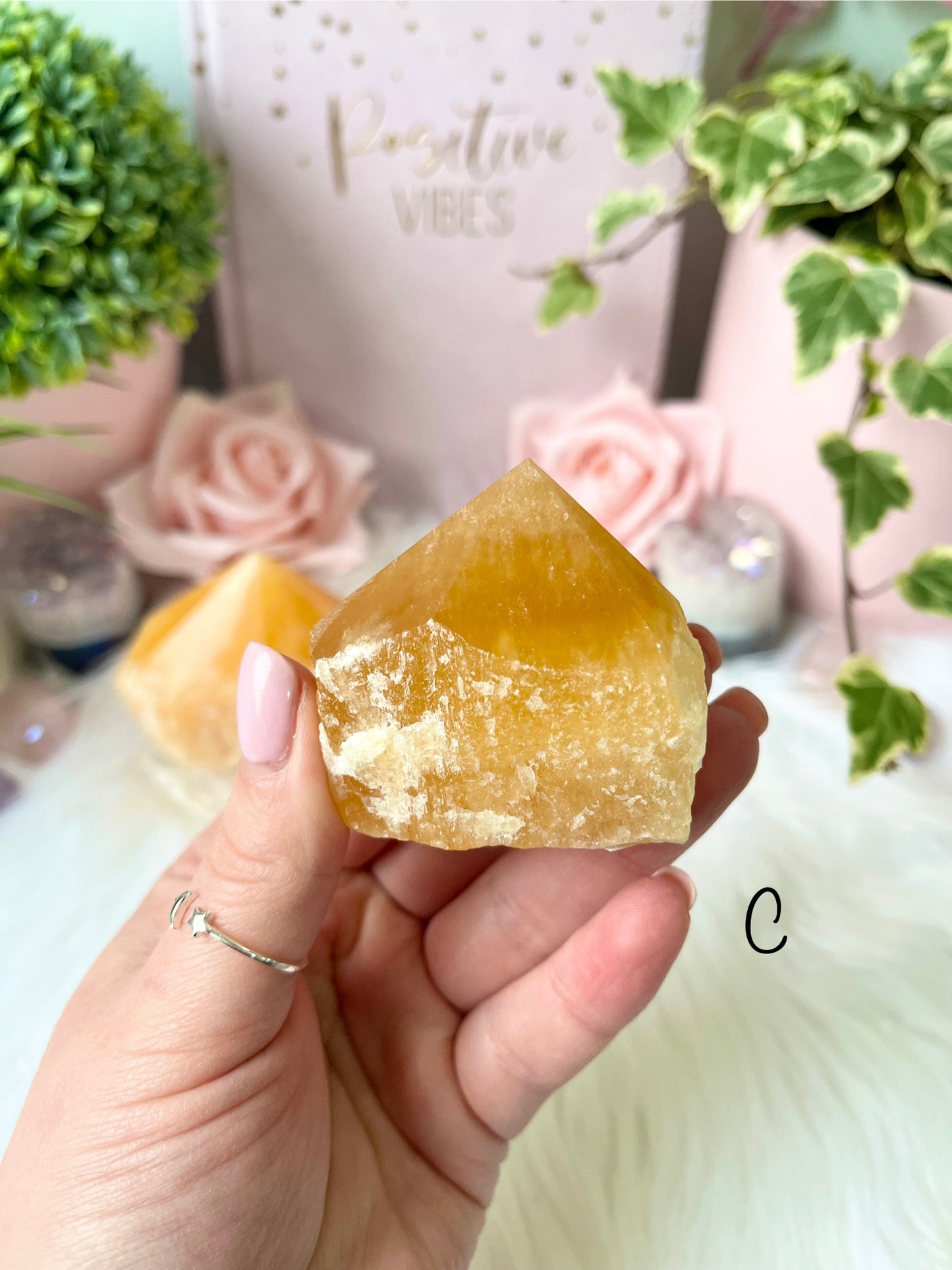 Orange Calcite Cut Base Points