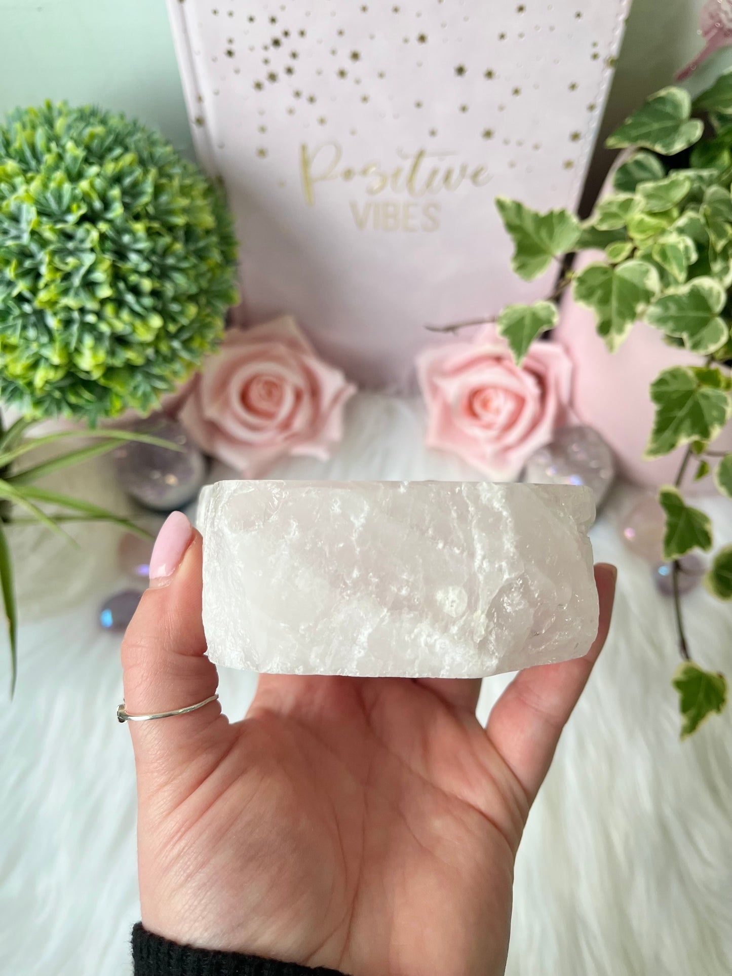 Polished Rose Quartz T Light Holder