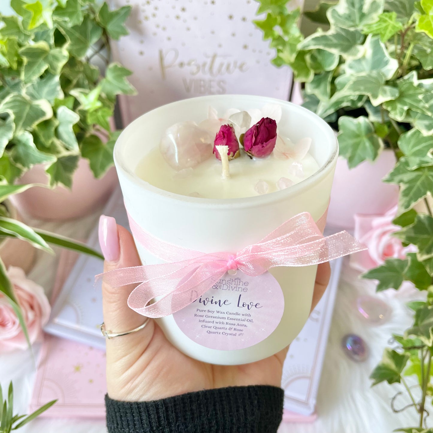 Divine Love Deluxe Crystal Candle