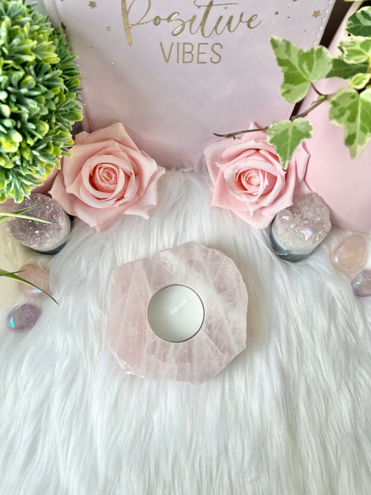 Polished Rose Quartz T Light Holder
