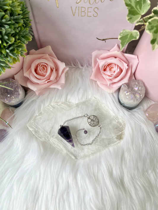 Chevron amethyst pendulum