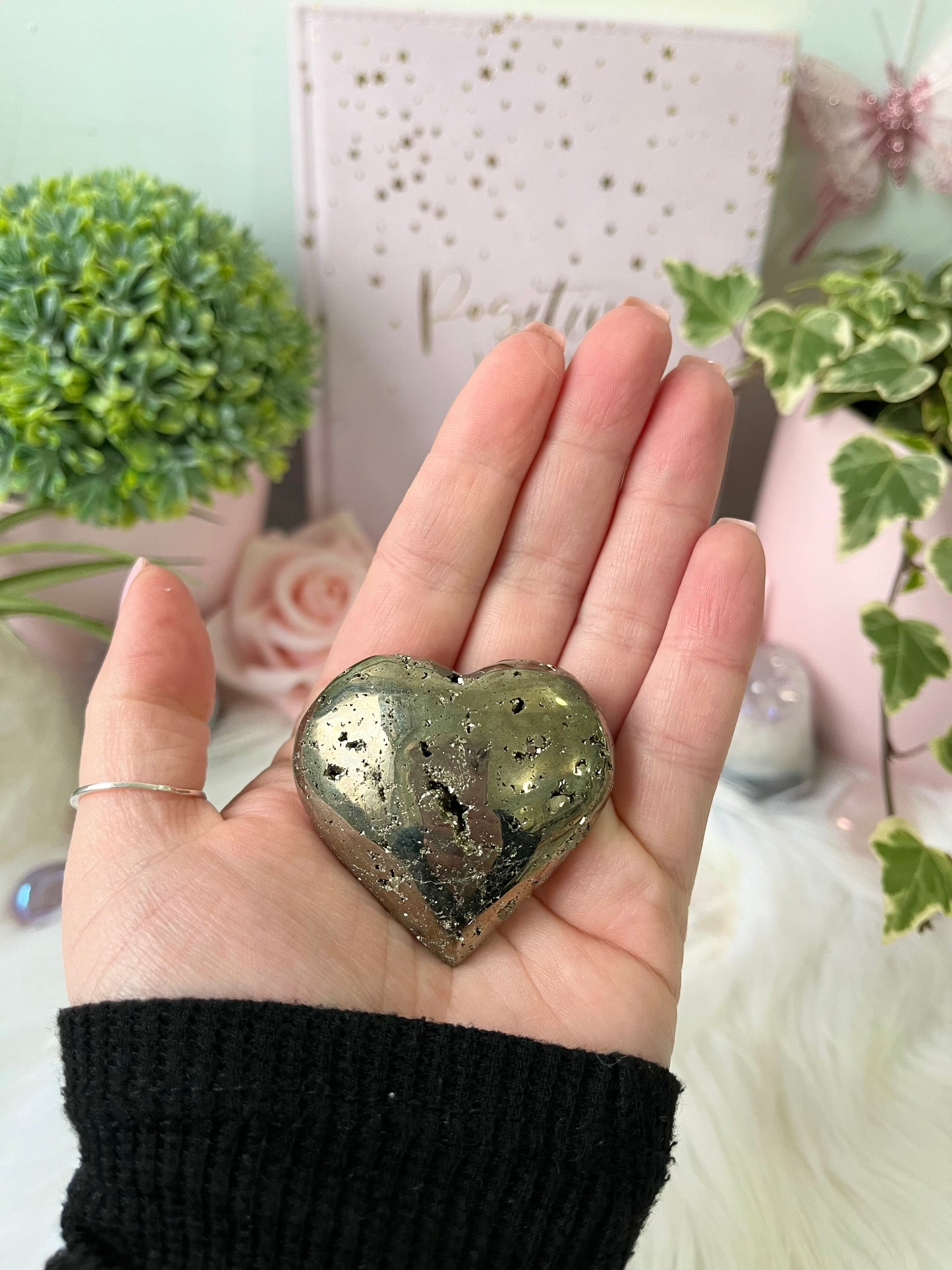 Pyrite Druzy Heart
