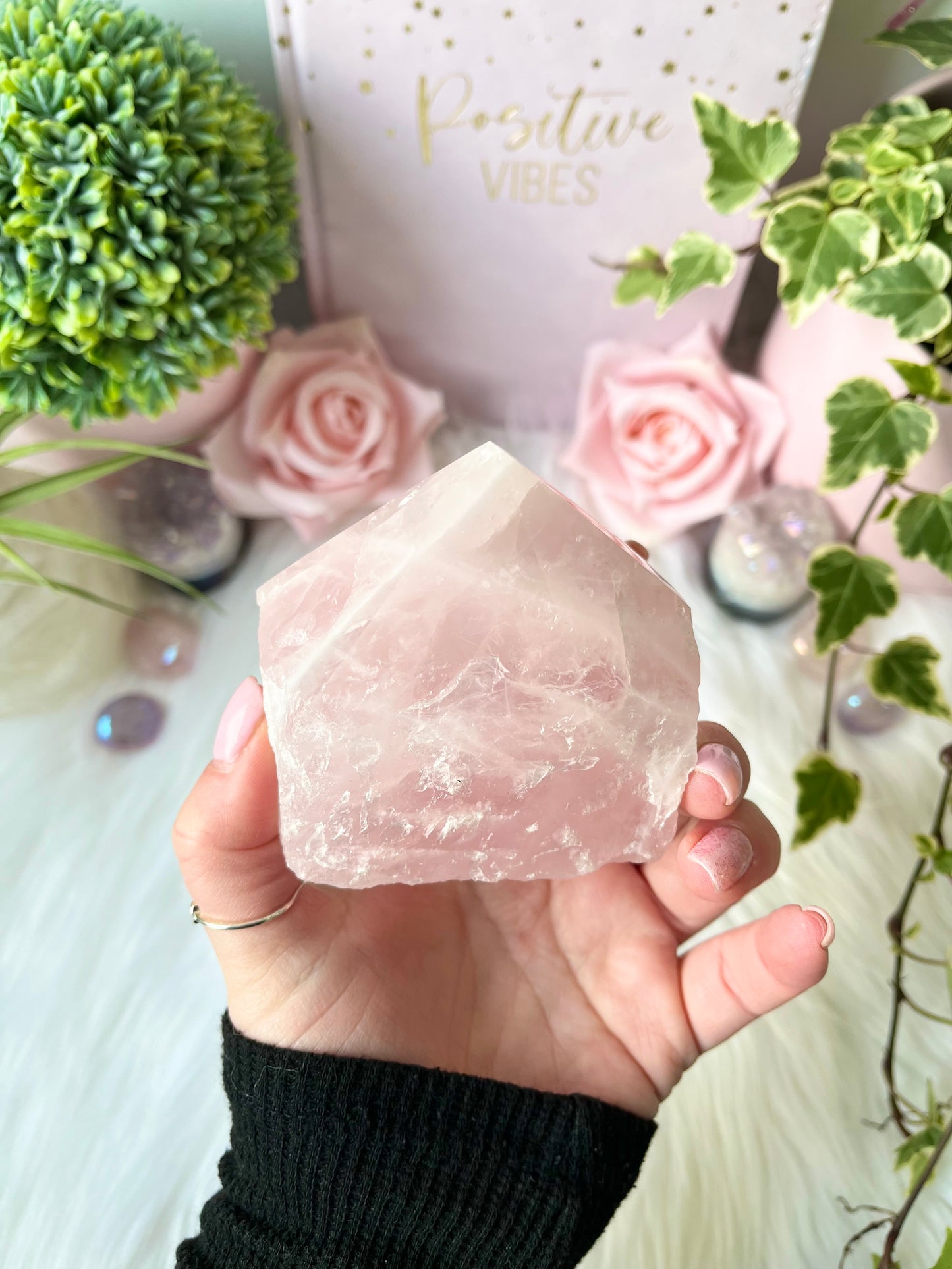 Rose Quartz Cut Base Point