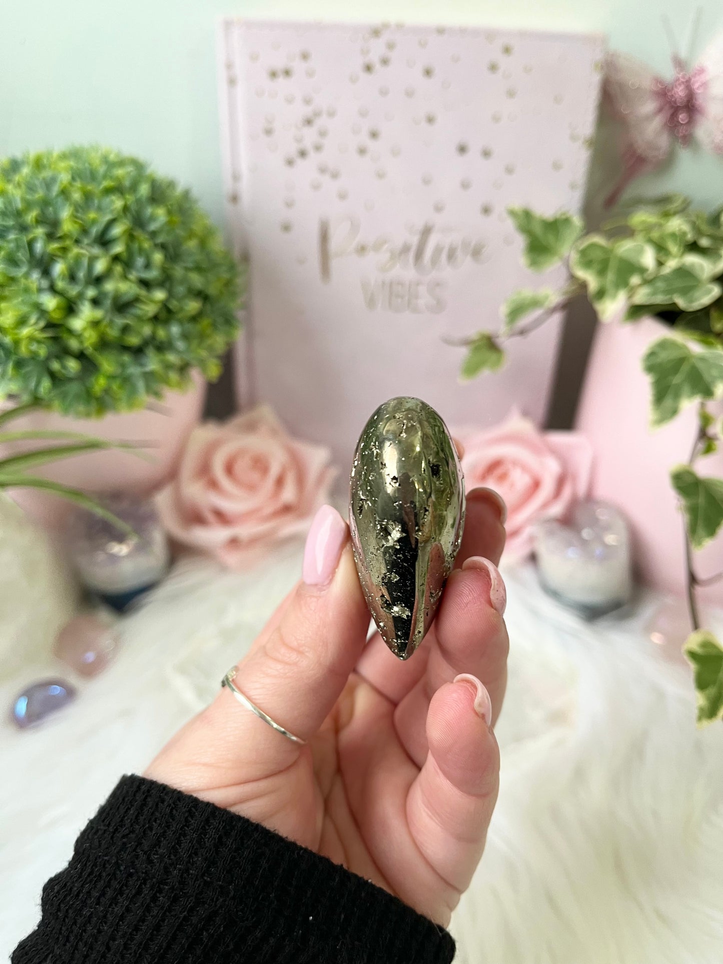 Pyrite Druzy Heart