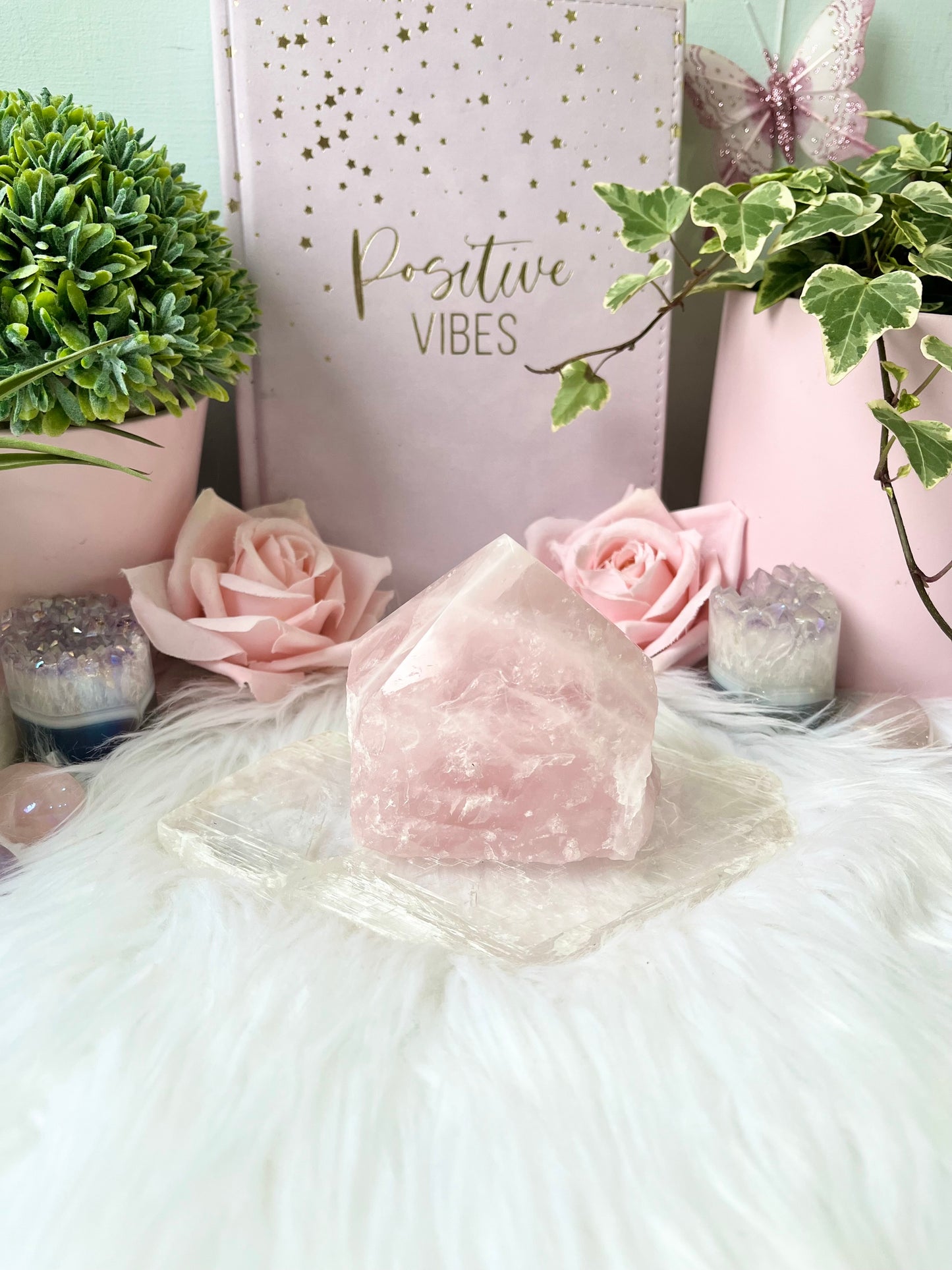 Rose Quartz Cut Base Point