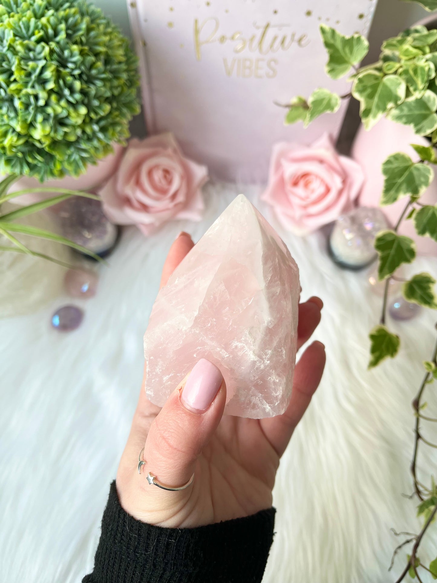 Rose Quartz Cut Base Point