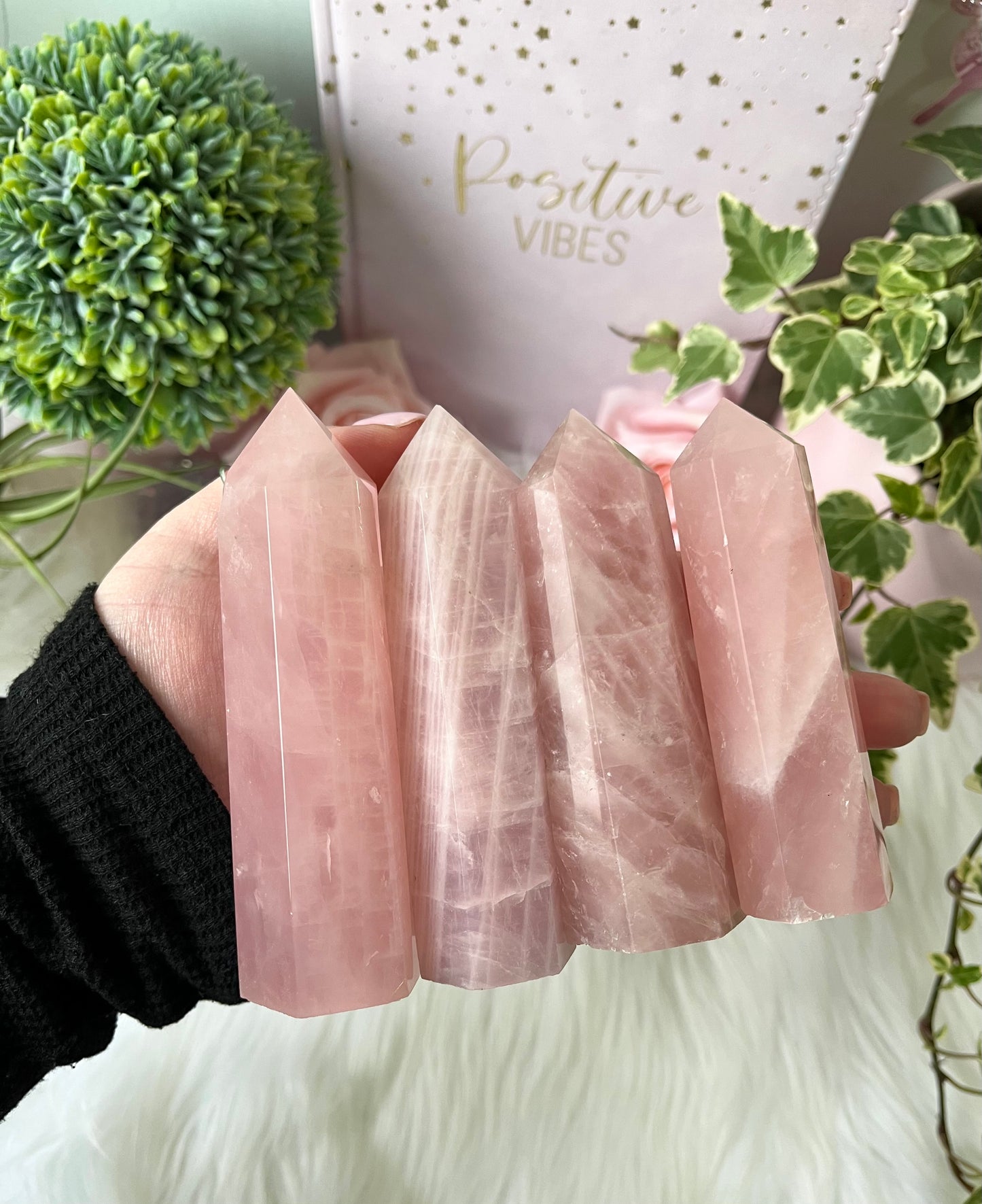 Madagascan Rose Quartz Towers