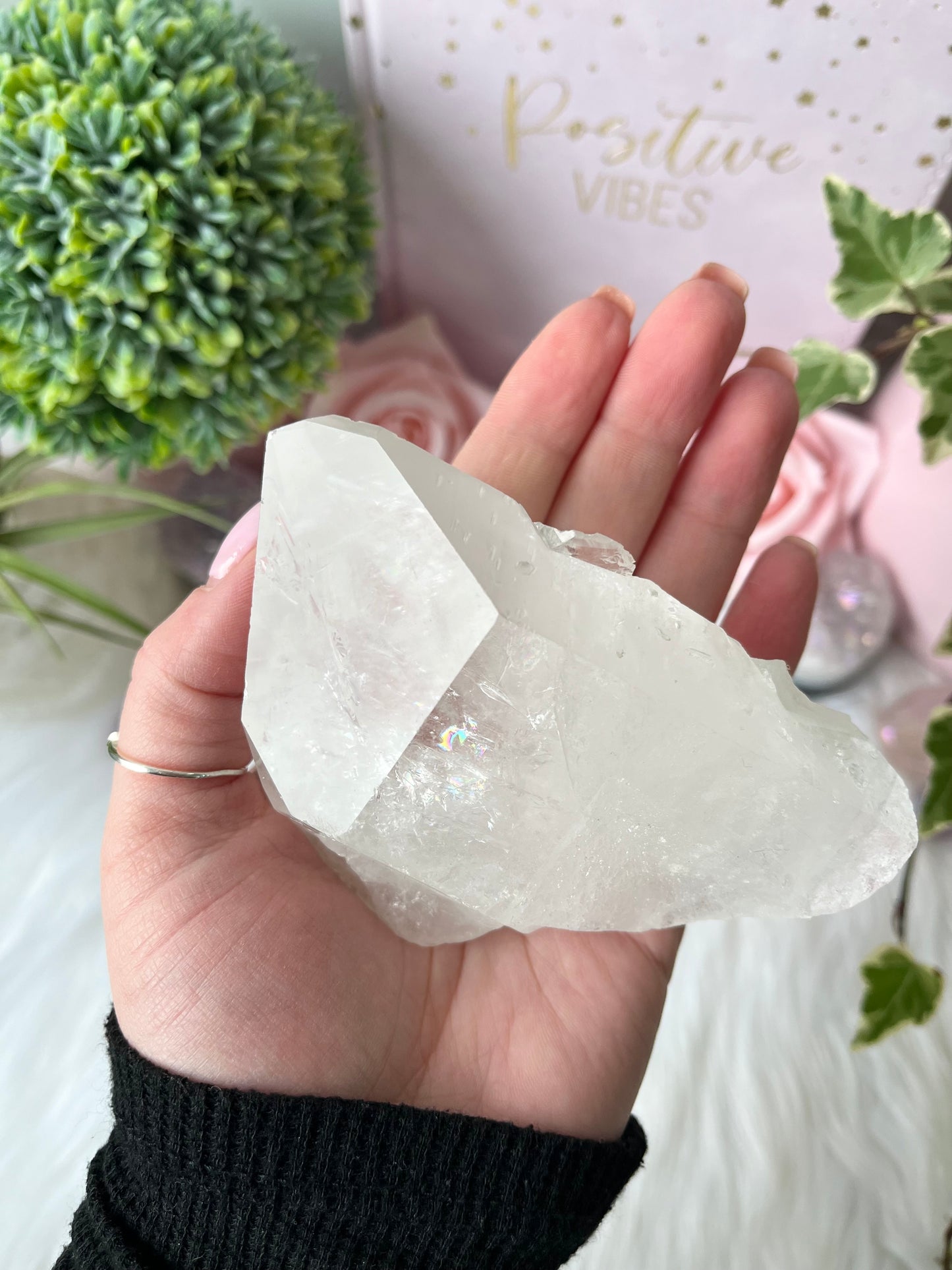 Clear Quartz with rainbow