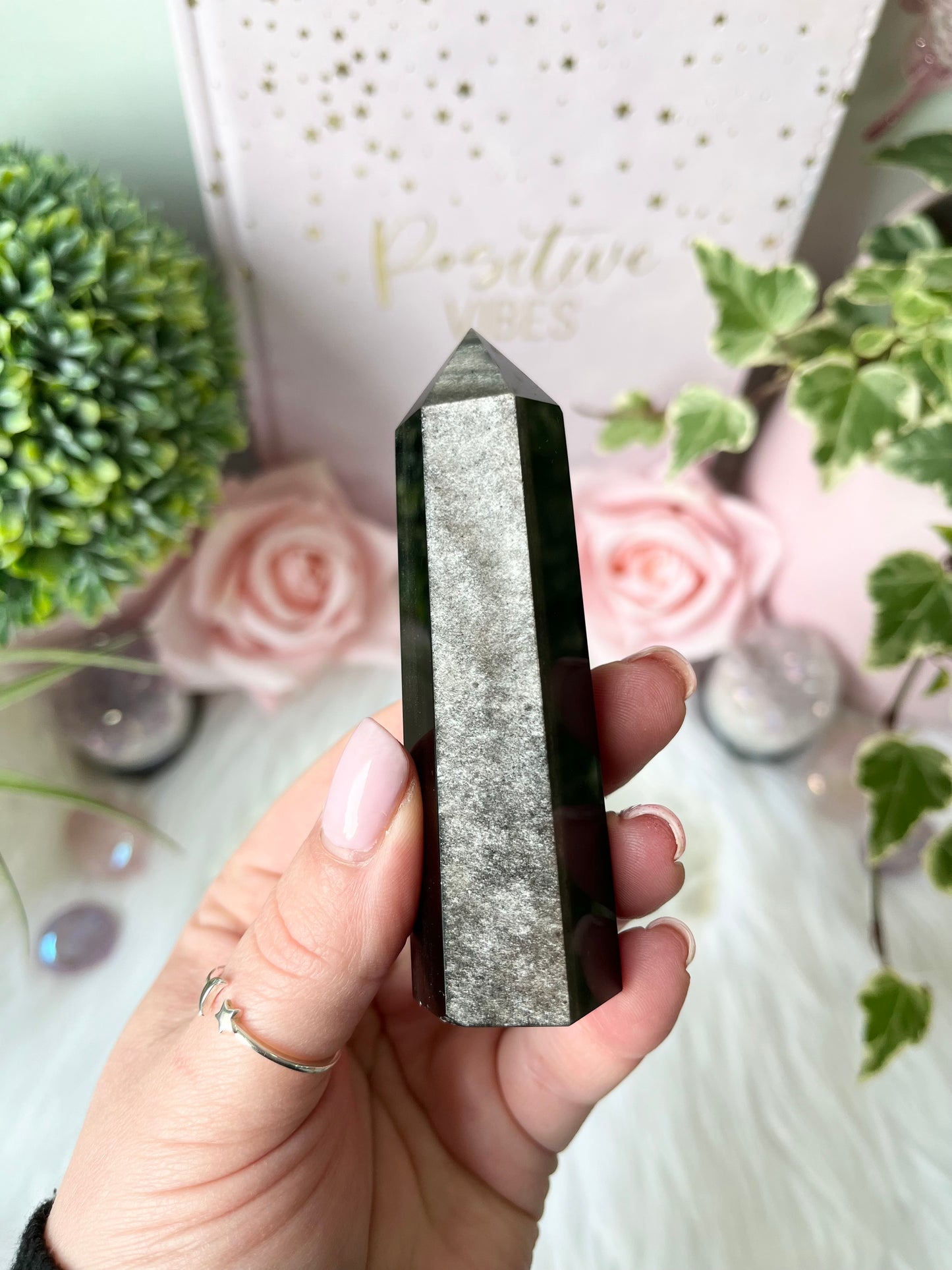 Silver Sheen Obsidian Tower
