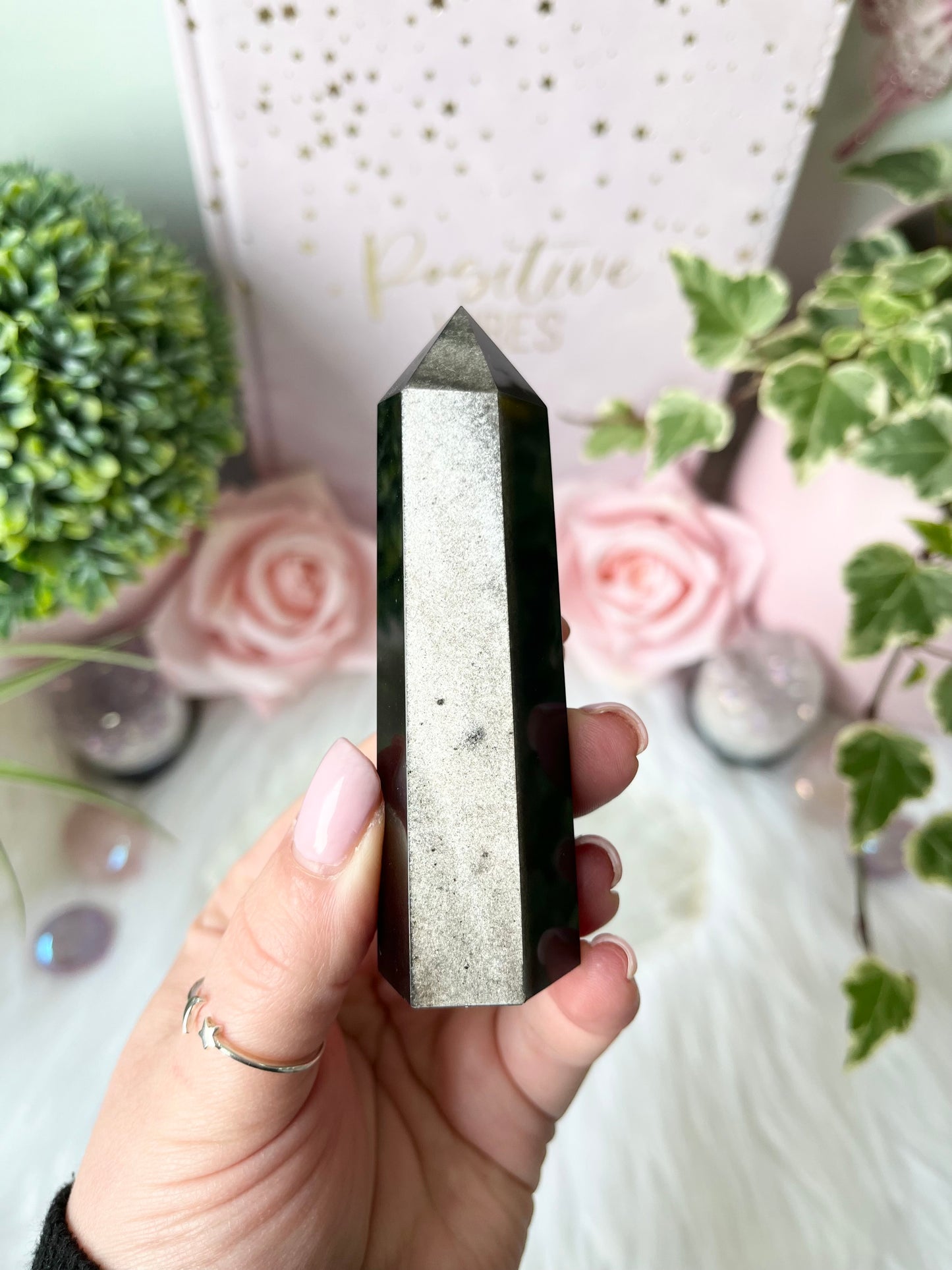 Silver Sheen Obsidian Tower