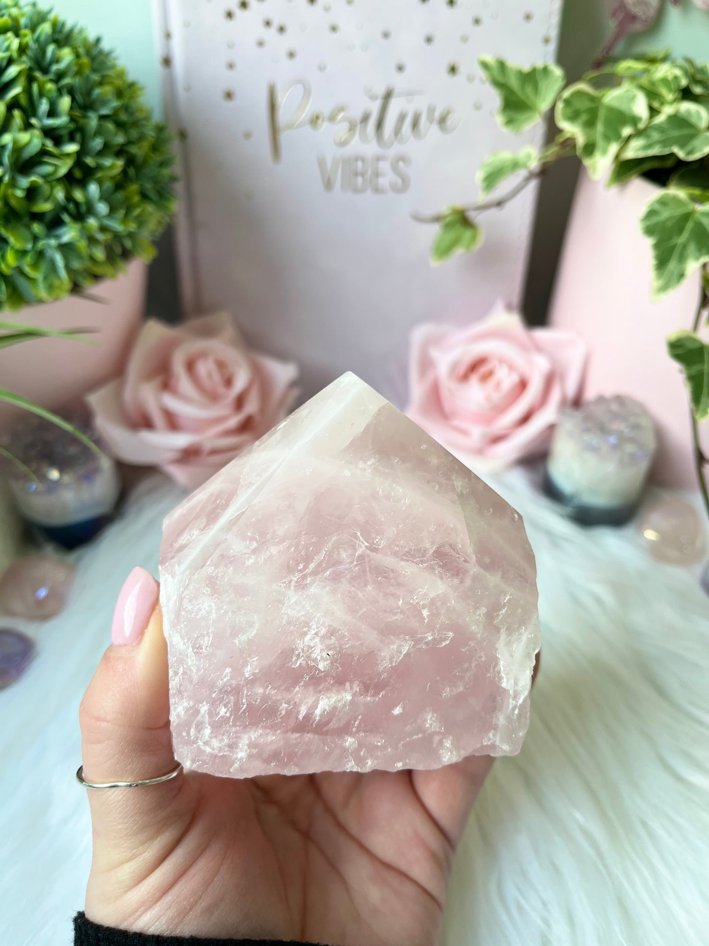 Rose Quartz Cut Base Point