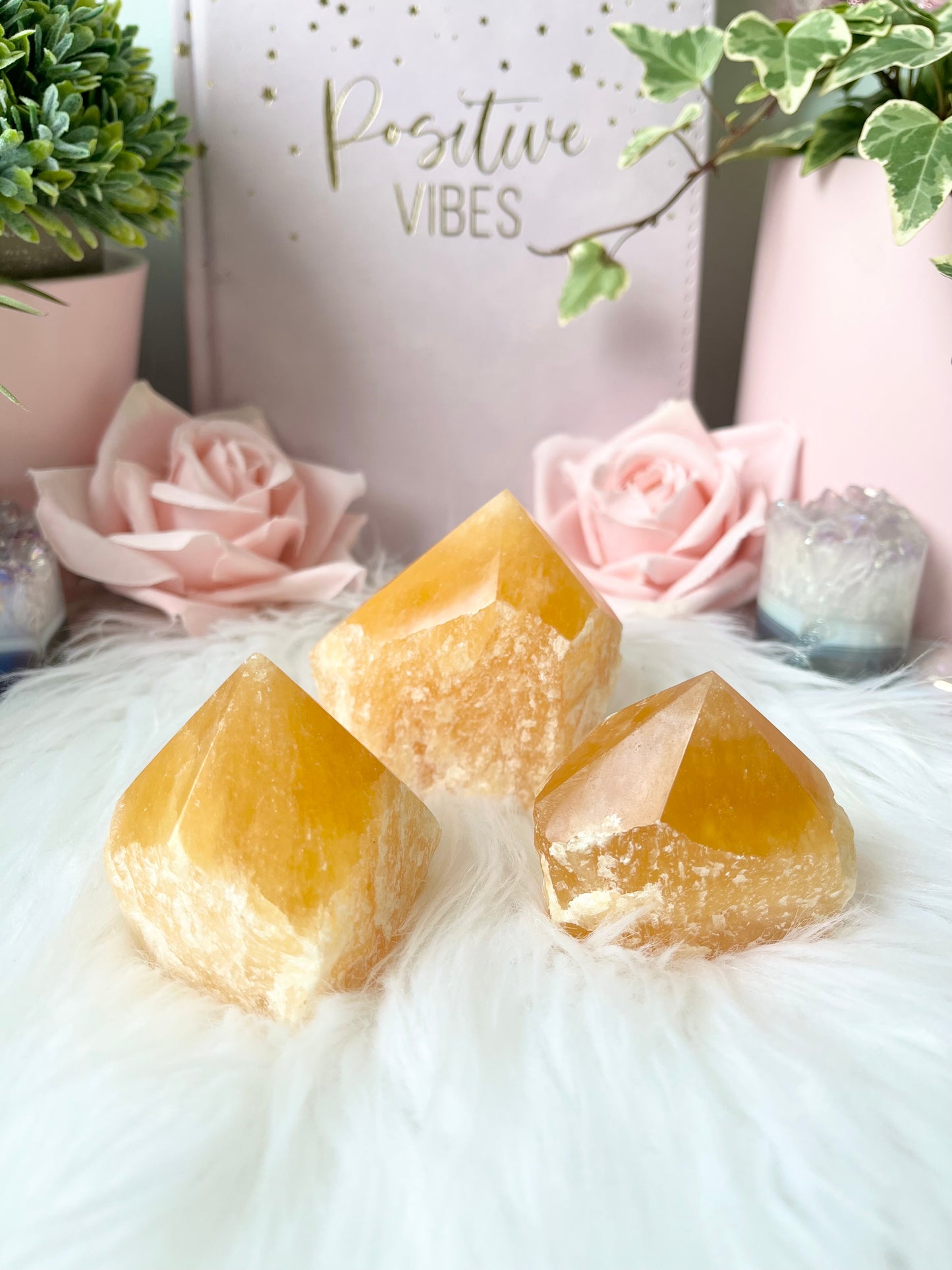 Orange Calcite Cut Base Point
