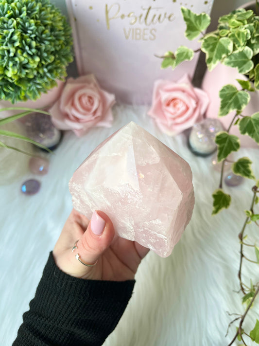 Rose Quartz Cut Base Point