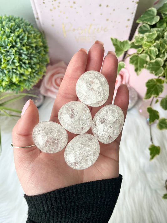 Fire & Ice Crackle Quartz Pebbles