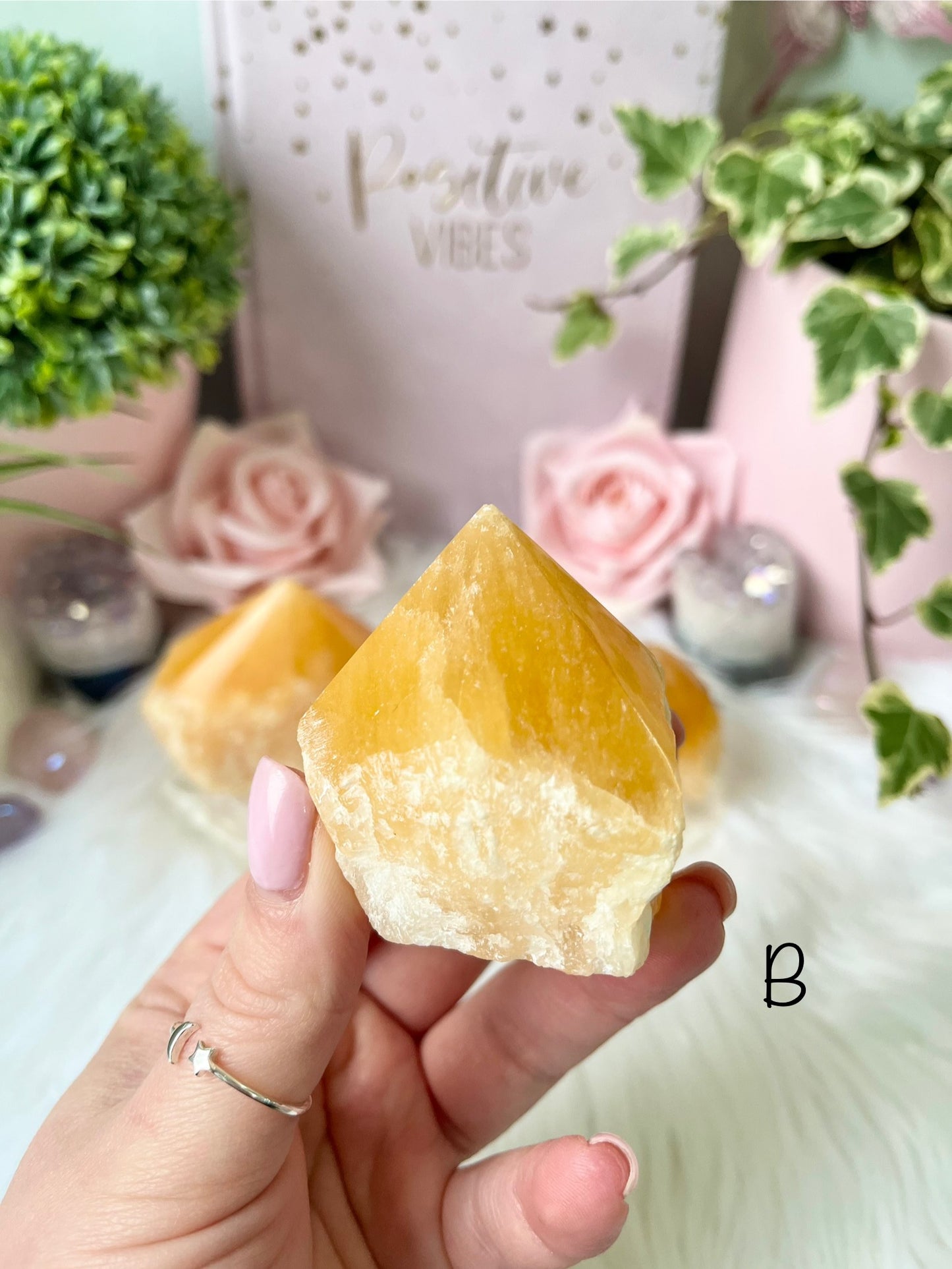 Orange Calcite Cut Base Points