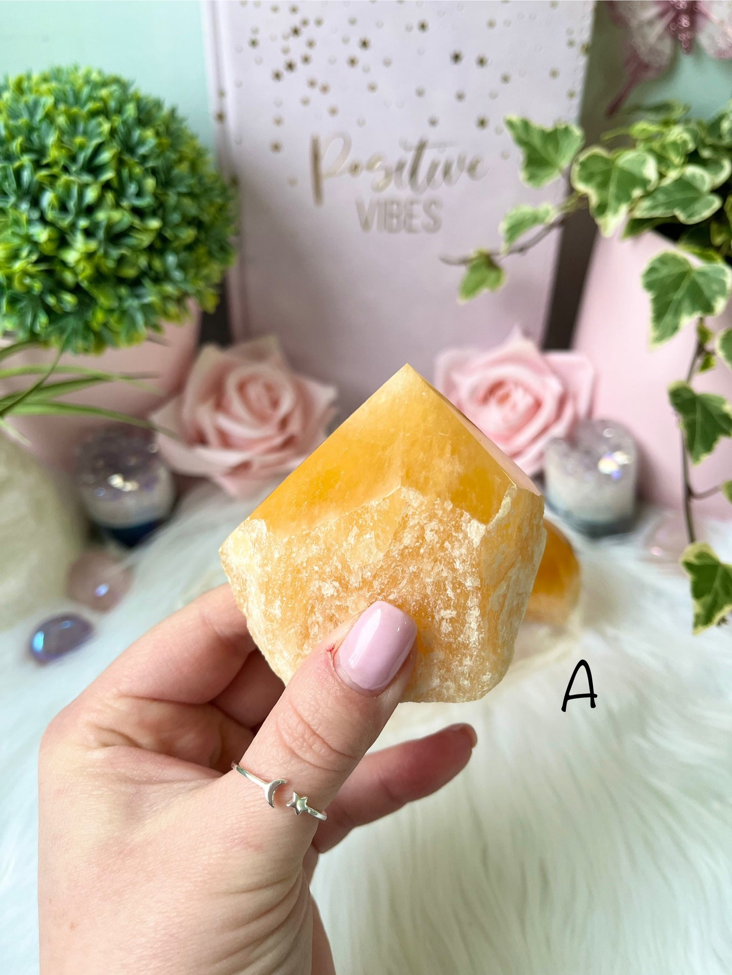 Orange Calcite Cut Base Points