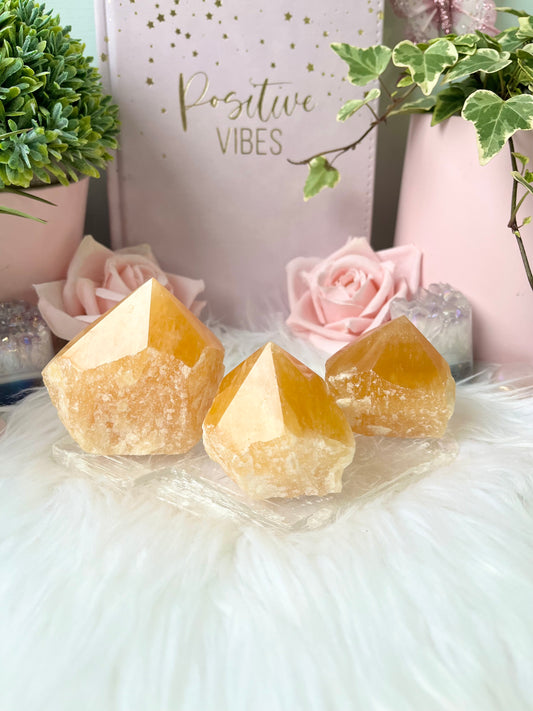 Orange Calcite Cut Base Points