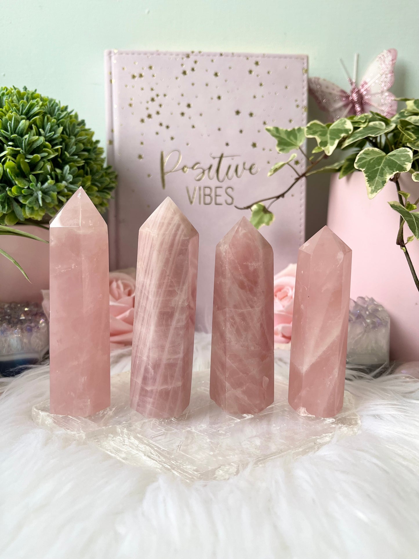 Madagascan Rose Quartz Towers