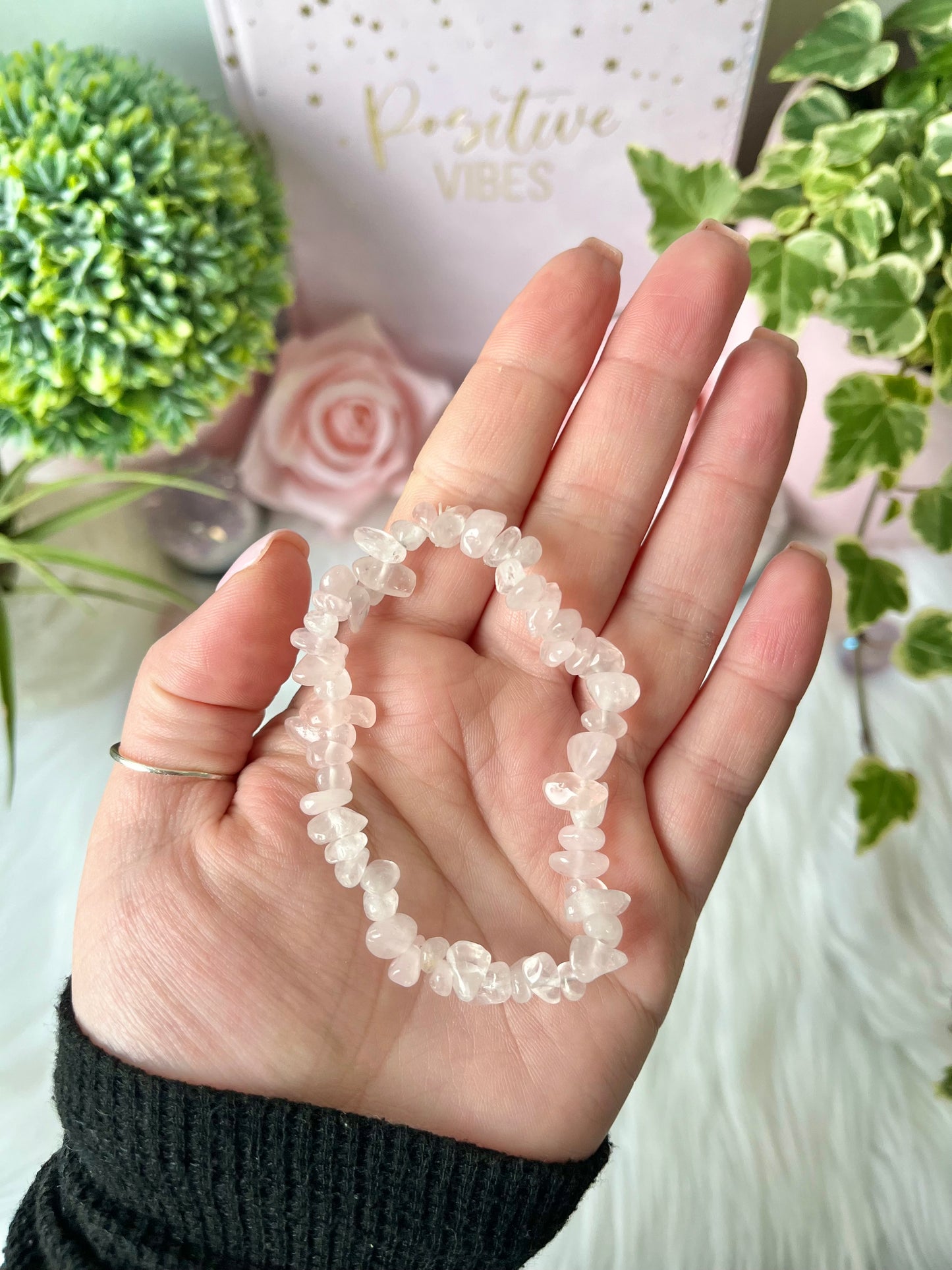 Rose Quartz Chip Bracelet
