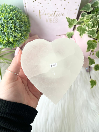 Selenite Heart T Light Holder