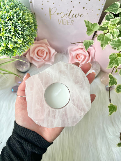 Polished Rose Quartz T Light Holder