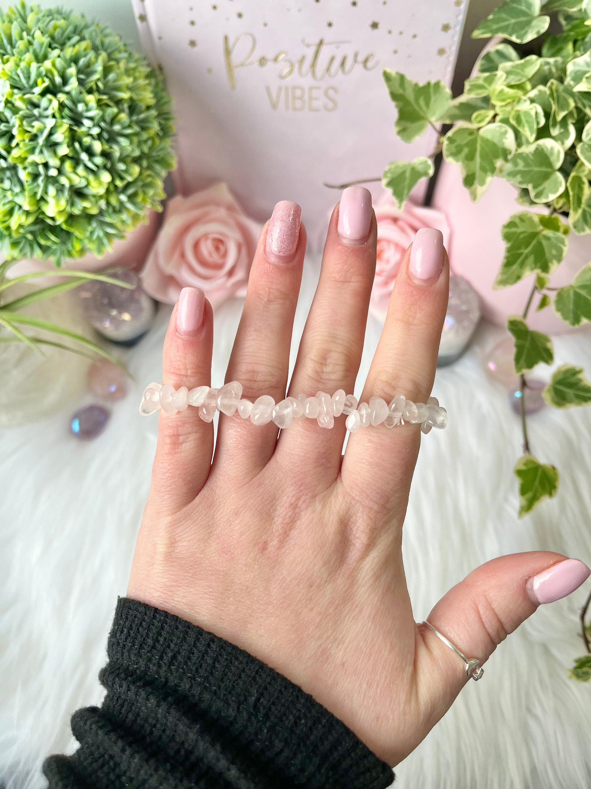 Rose Quartz Chip Bracelet