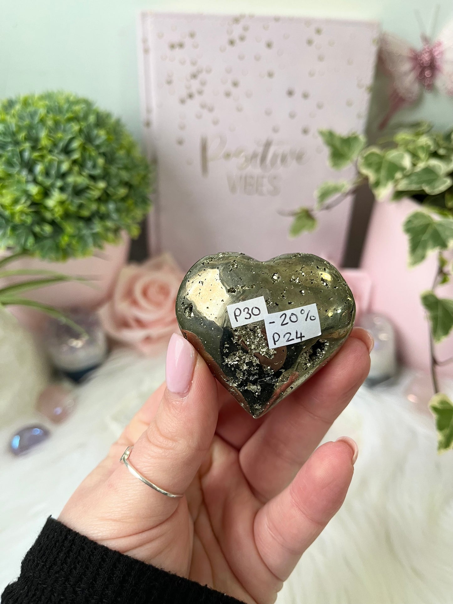 Pyrite Druzy Heart